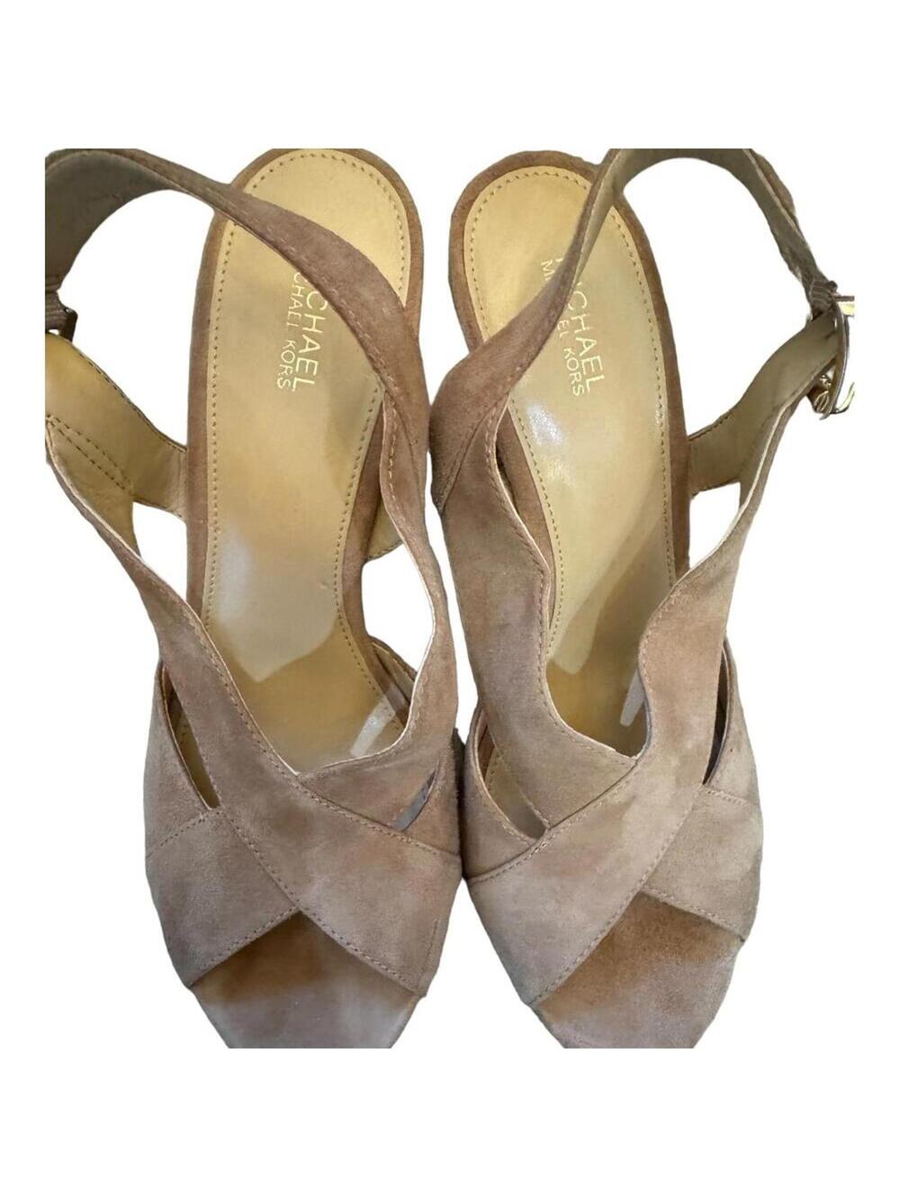 Michael Kors | Women's Tan Open Toe Heels | Size 8 | 0936